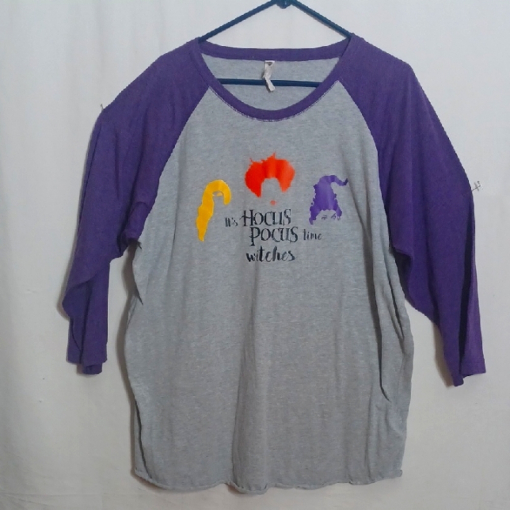 Purple and Gray Long Sleeve Women's Tee Hocus Pocus